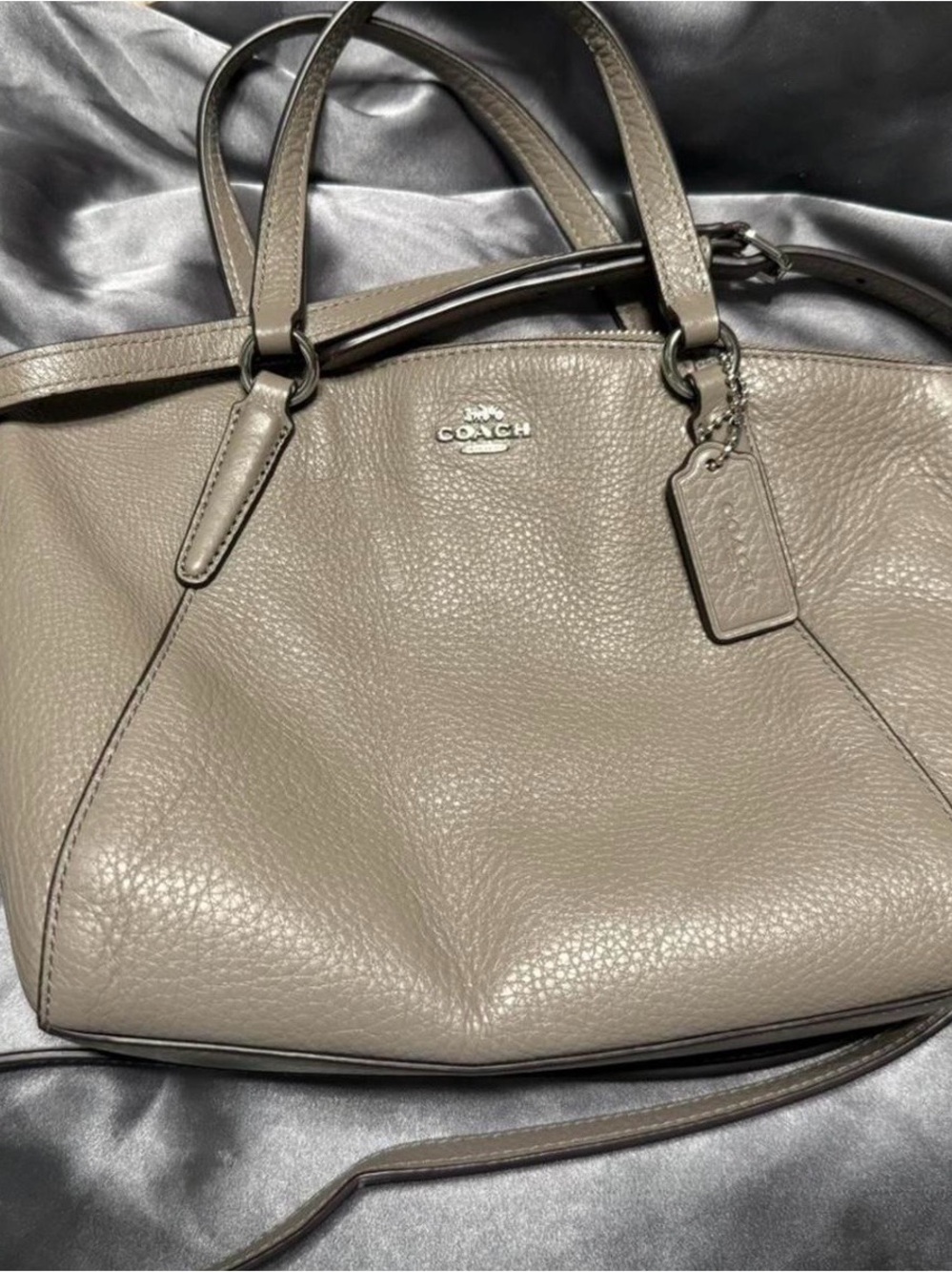 Coach Pebbled Leather Shoulder Bag in Taupe